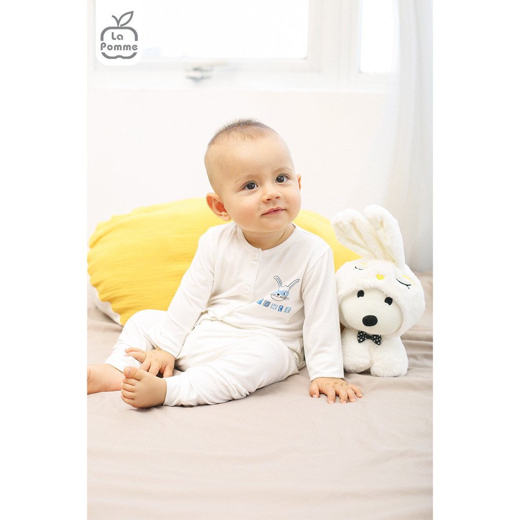 Bộ q.a sơ sinh dài tay cài lệch, cài giữa thỏ bamboo sợi tre siêu mềm mịn La Pomme SL170 SL169
