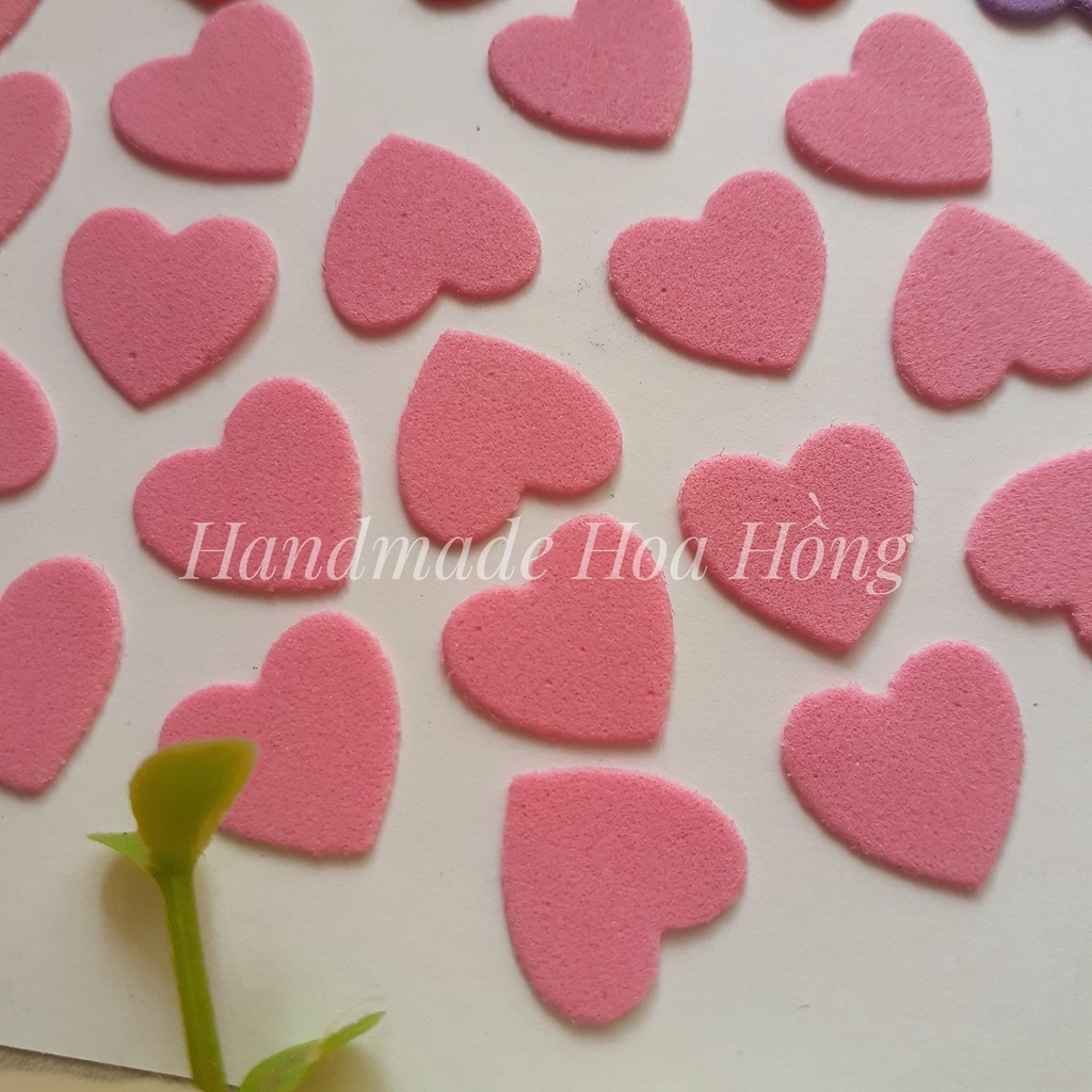 Set 110 trái tim 1.3cm, bằng giấy xốp 1mm_Hình trang trí thiệp valentine ( lễ tình nhân ), sinh nhật, 8/3, bưu thiếp...