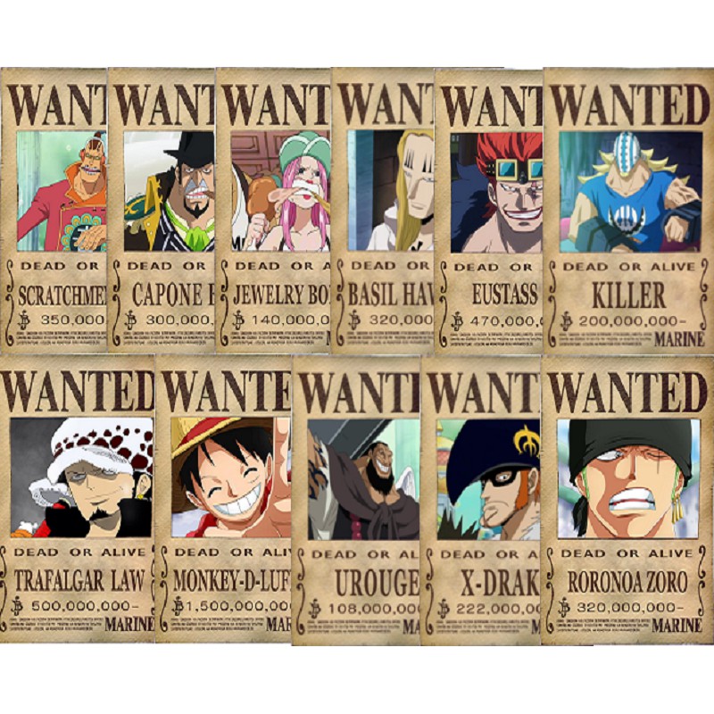 Lệnh truy nã nhân vật Onepiece wanted poster size A4 loại dày