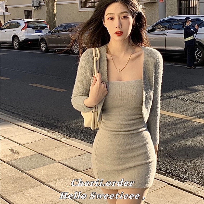 Váy Ôm Body Sexy / Áo Khoác Phối Kèm