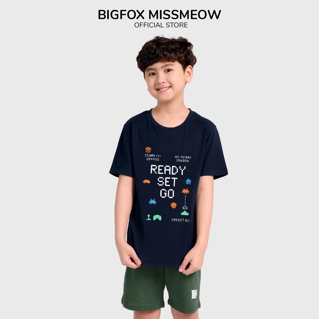 Áo phông bé trai Bigfox - Miss Meow chất cotton mềm mịn mặc mùa hè in ready set go size trẻ em 3,4,5,6,7,8,9,10,11 tuổi
