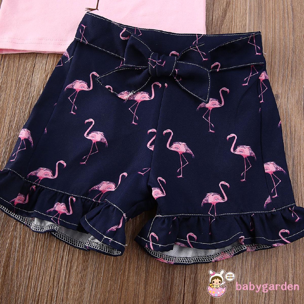 Set Áo Thun 3d Tay Ngắn &amp; Quần Short Cho Bé Gái