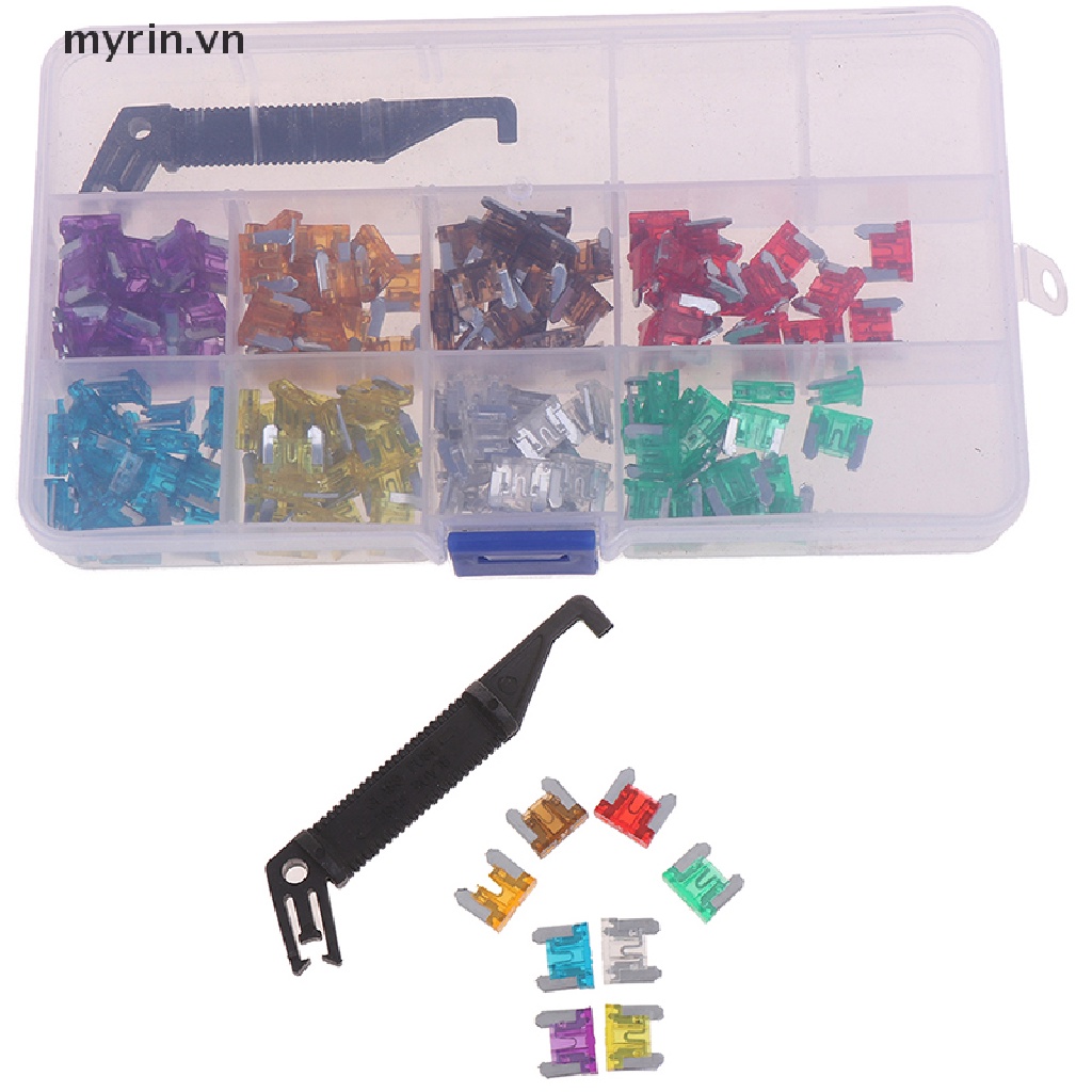 Set 100 Cầu Chì Lưỡi mini Tự Động 3A5A7.5A10A15A 20A25A30A Chuyên Dụng Cho Xe Hơi