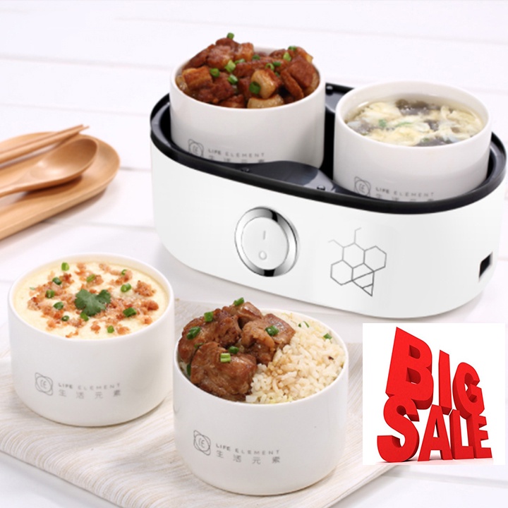 Hộp cơm điện Life Element 4 bát gốm sứ 2 tầng Cao Cấp cho dân văn phòng
