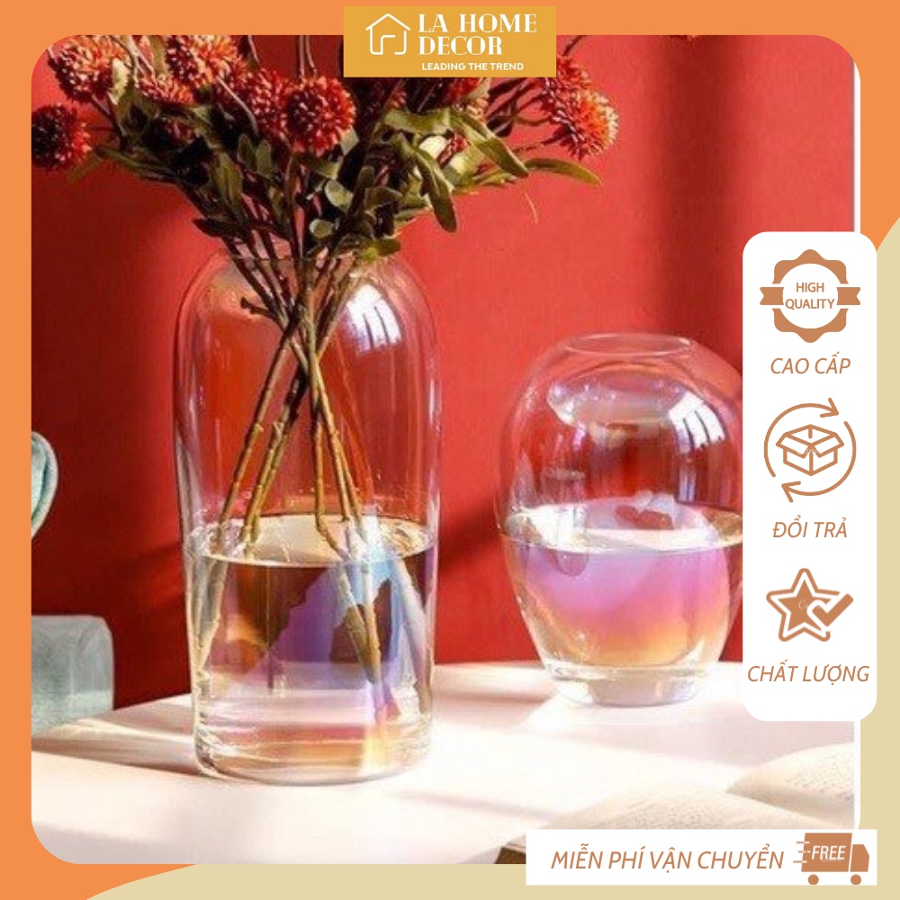 Lọ hoa decor thủy tinh trong suốt, bình hoa trang trí để bàn phòng khách Bh008 La Home Decor