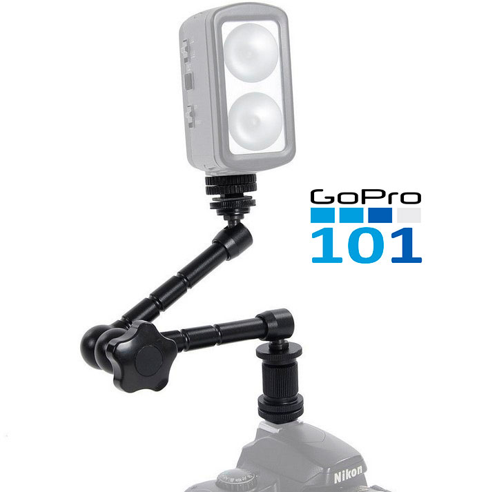 Tay Magic arm 11&quot; xoay đa chiều kèm Kẹp Càng Cua dùng cho các loại Action Cam, Máy Ảnh, Gopro - GoPro101