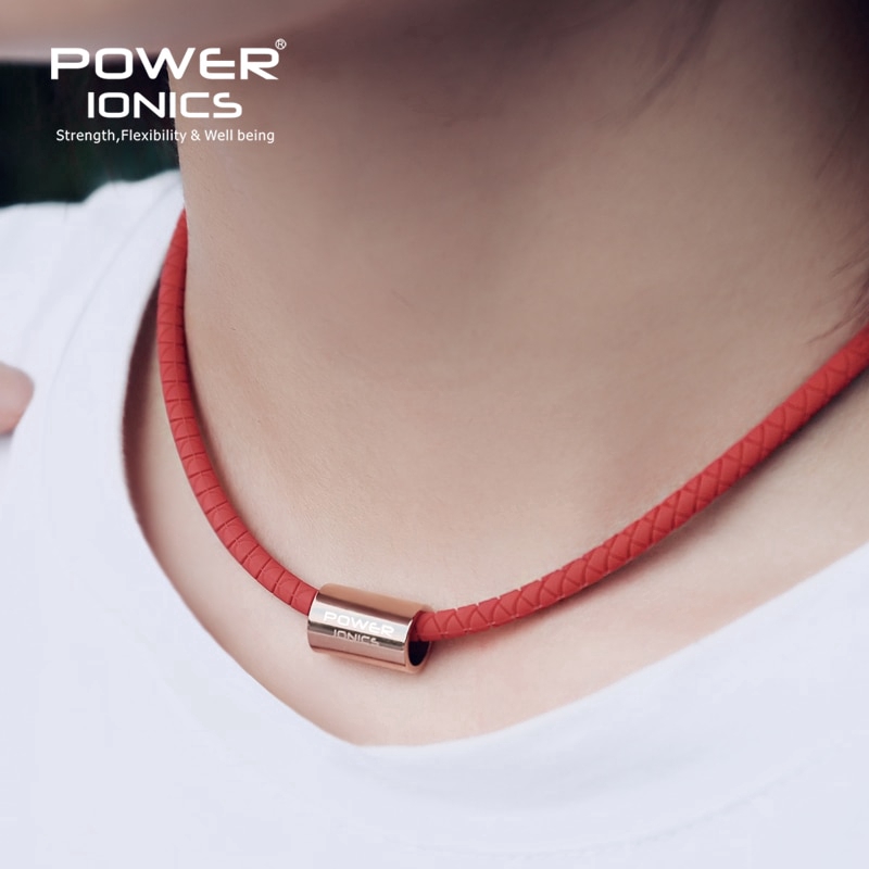 Vòng cổ Mặt Silicon In Chữ Power Ionics New 3000 ions / cc Anion Health Thời Trang Cho Nam Và Nữ