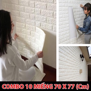 Combo 10 tấm xốp dán tường 3D mầu trắng