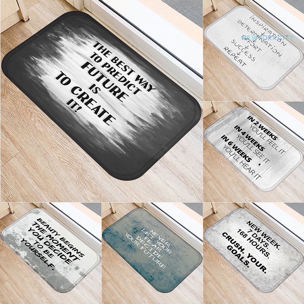 Thảm lót cửa chùi chân Chống Trượt In Câu Tục Ngữ Tiếng Anh Phong Cách Vintage