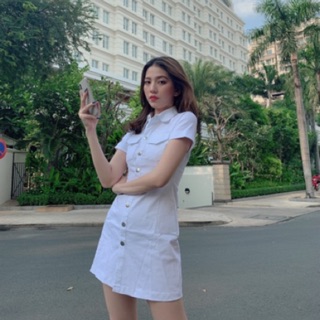 Đầm sơ mi kaki MONÁ - HEBE TRẮNG