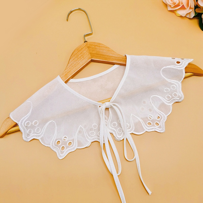 Cổ Áo Giả Chất Liệu Chiffon Họa Tiết Thêu Xinh Xắn Cho Nữ