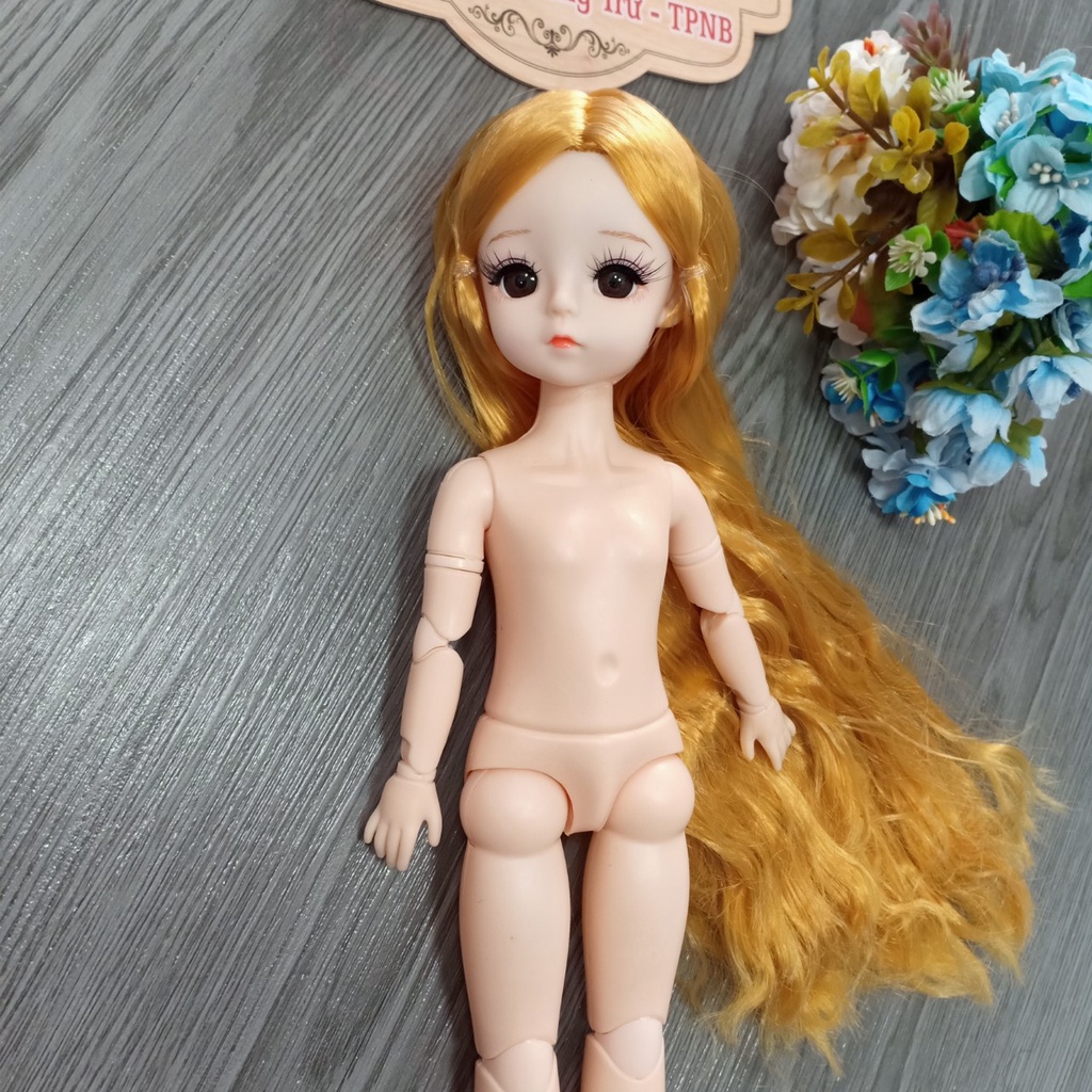 Búp Bê Công Chúa Tóc Mây Dài Cao 30cm Trơn ,Không Kèm Đồ,Tặng Giày#