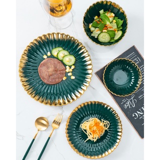 (CÓ BÁN LẺ) Bộ bát hoa cúc ☘𝘾𝘼𝙊 𝘾𝘼̂́𝙋☘ bộ bát sứ hoa cúc xanh cổ vịt sang trọng đẳng cấp