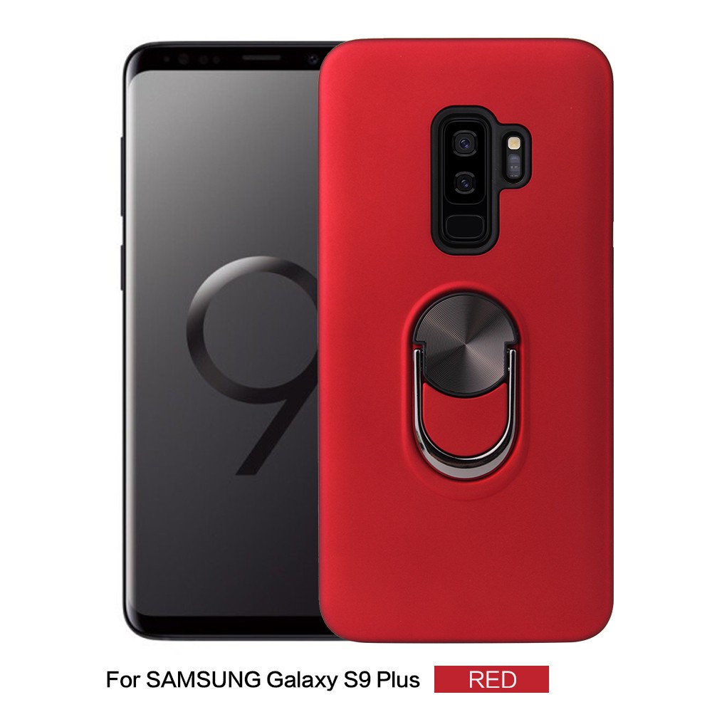 Ốp điện thoại nhựa cứng màu trơn có móc gắn 360 độ và đế hít nam châm cho Samsung Galaxy S9 S9 Plus