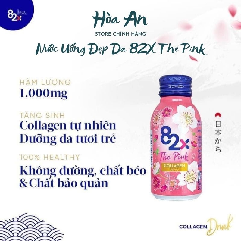 1 Chai Nước uống 82X -The Pink Collagen 1000mg Collagen , Vitamin C và các khoáng chất tự nhiên đến từ Nhật Bản
