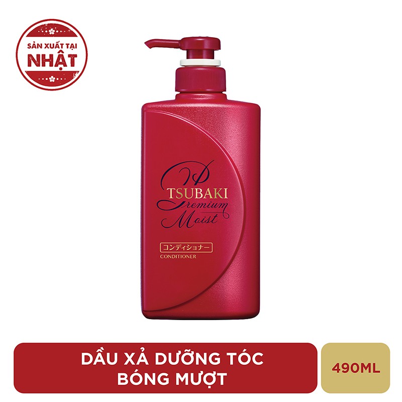 Dầu xả Dưỡng tóc bóng mượt Premium Moist Tsubaki (490ml/chai) | BigBuy360 - bigbuy360.vn