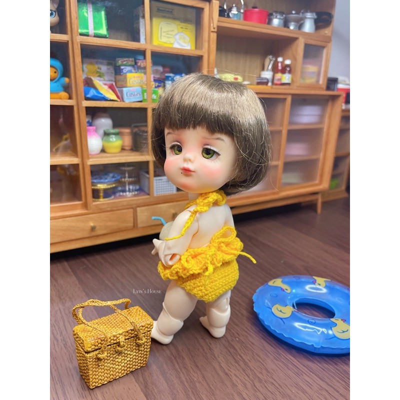 Bikini 2 mãnh Vịt vàng - Size búp bê 1/8, Baboliy, Bru, Ob11, 1/12..