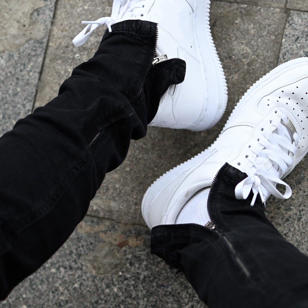 Quần jean nam rách gối màu đen có zip , form slimfit , chất jean co giãn thoải mái ama.