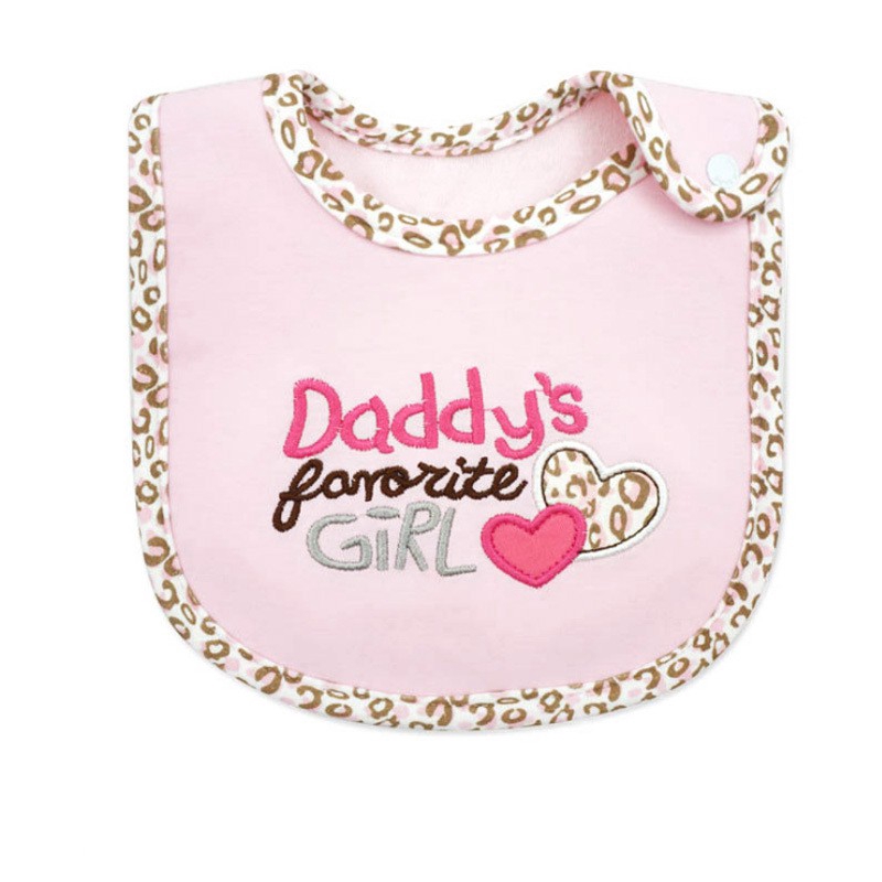 Yếm Ăn Chống Thấm Nước In Chữ I Love Mom &amp; Dad Dễ Thương Cho Bé Gái