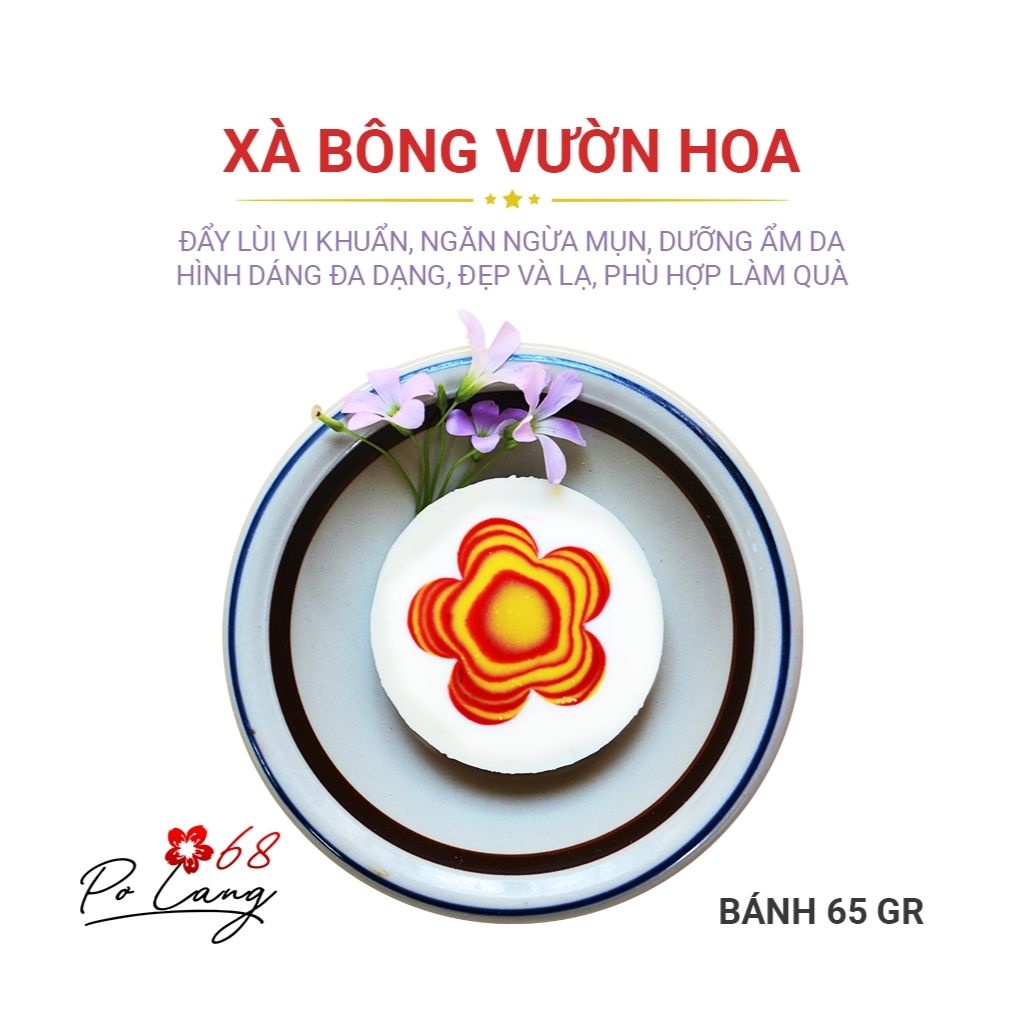 Xà Bông Thiên Nhiên Vườn Hoa Pơ Lang Đẩy Lùi Vi Khuẩn Dưỡng Ẩm Làn Da Bánh 65Gr