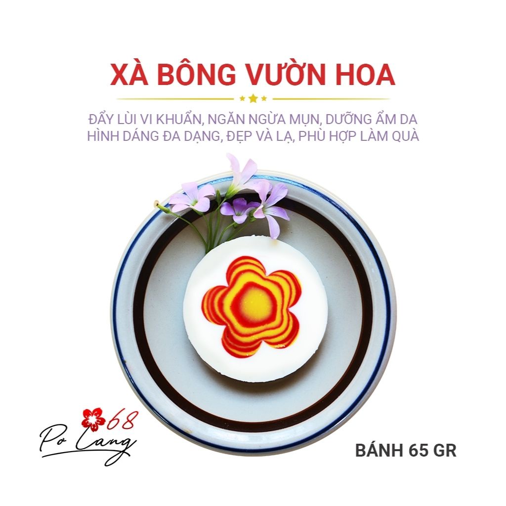 Xà Bông Thiên Nhiên Vườn Hoa Pơ Lang Đẩy Lùi Vi Khuẩn Dưỡng Ẩm Làn Da Bánh 65Gr