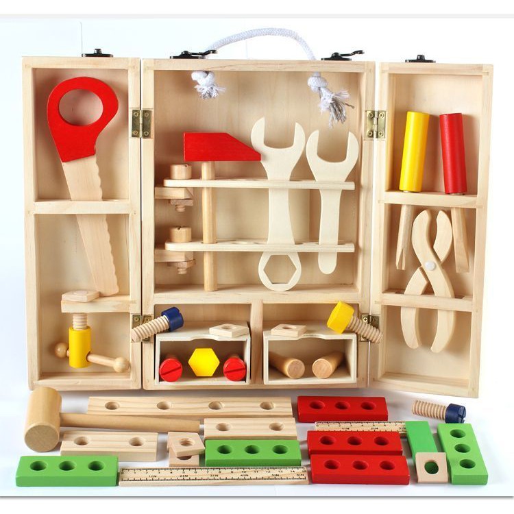 Đồ chơi bộ dụng cụ kỹ thuật sửa chữa bằng gỗ Cho Bé - Wooden Tool Box Toy