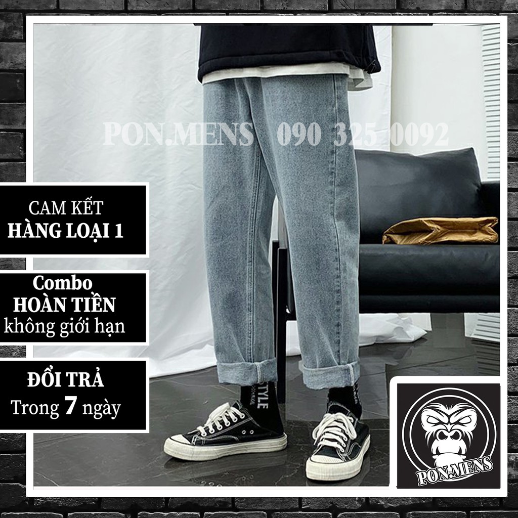 [xả kho lẻ size] Quần jean baggy nam nữ ống suông rộng lưng chun xanh sẫm 2021 505 Pon.mens | BigBuy360 - bigbuy360.vn