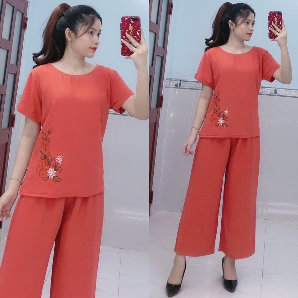 Đồ bộ trung niên cho mẹ, bộ đồ đũi dài trung niên  [FREESHIP]chất vải mềm mát, thấm hút mồ hôi tốt,size 50kg tới 70kg