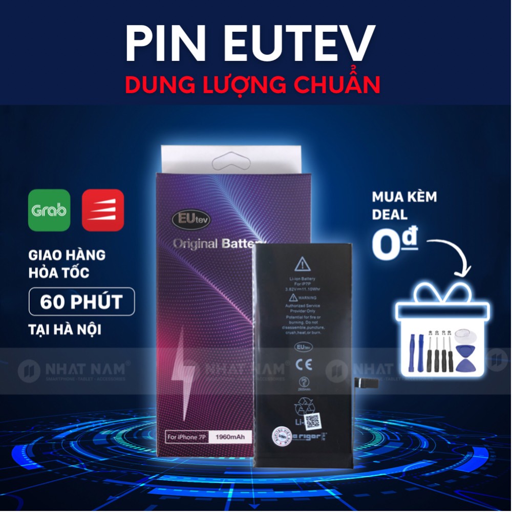 Pin Eutev 4S,5,5S,5SE,6,6S,6 Plus,6s Plus,7,7 Plus,8,8 Plus,X,XS, XSM, bảo hành 12 tháng lỗi đổi mới