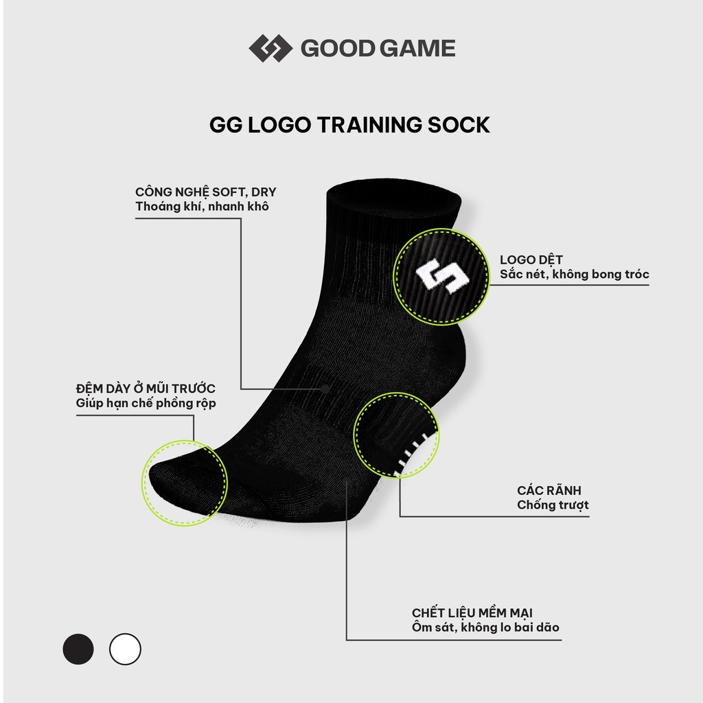 Vớ Thể Thao Cổ Lửng Logo Good Game Training