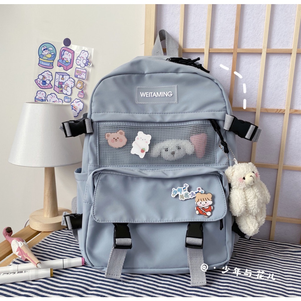 Balo Ulzzang Hàn Quốc Thời Trang Nam Nữ Cá Tính Vải  Trơn - Balo Ulzzang KIRA