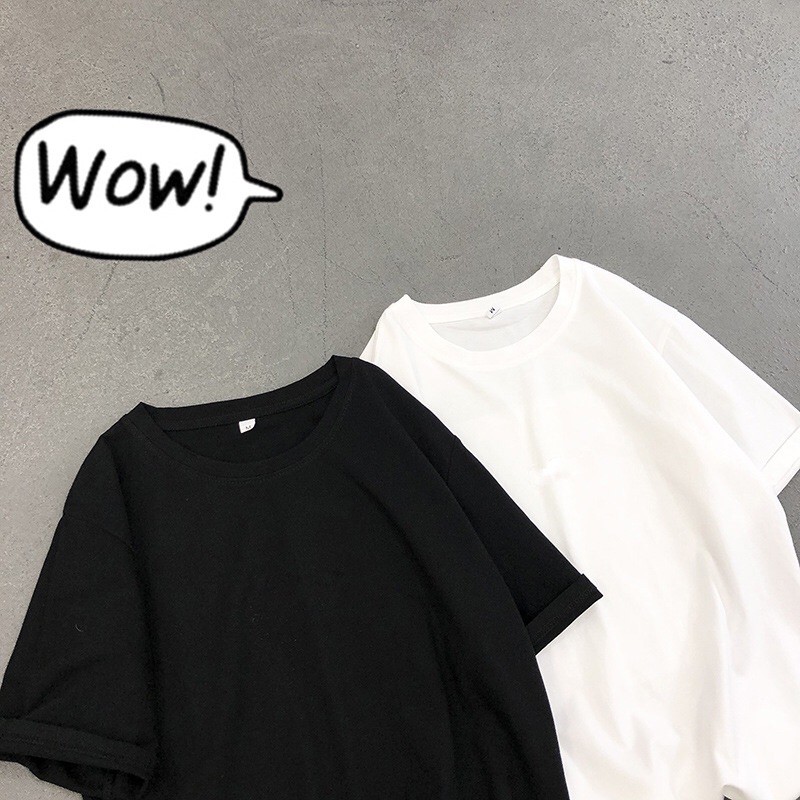 Áo thun Camus cotton cổ tròn 2 màu đen trắng xuất Hàn trẻ trung thời trang phom rộng chiều ngang