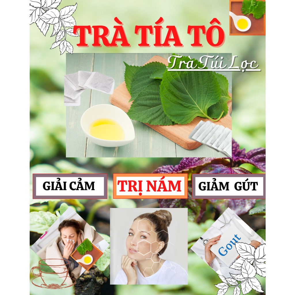 Trà Tía Tô -Giảm Nám, Đẹp Da, Giảm Cảm, 40 Túi lọc, Trà tự nhiên 100%