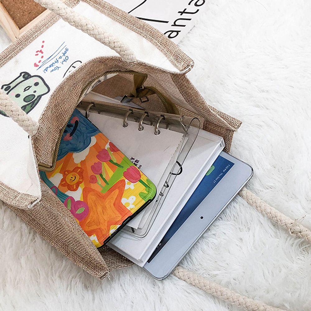 Túi Vải Canvas Đựng Cơm Trưa Họa Tiết Thỏ Hoạt Hình Đáng Yêu