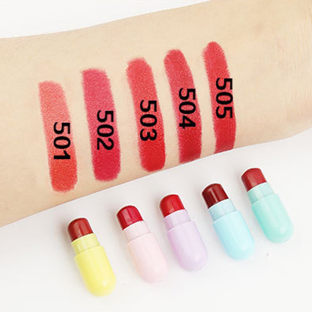 Son môi dưỡng ẩm chống thấm nước thiết kế hình viên nang mini dễ thương