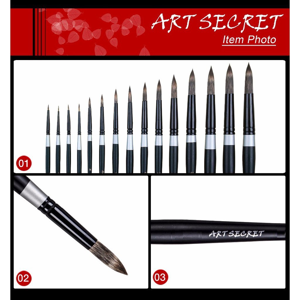 [ TÂM TÂM ]-Cọ vẽ đầu tròn lông sóc, Art Secret Round 950 SQ, Cọ vẽ màu nước Art Secret-