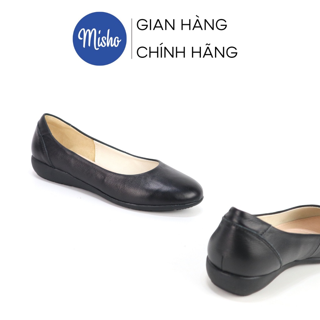 Giày búp bê đế xuồng 2cm da bò êm chân mang đi làm đi dạo Misho 1096