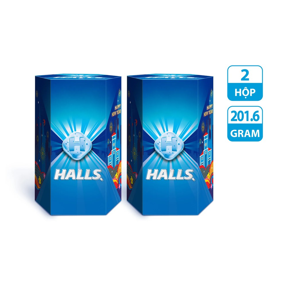 Como 2 Hộp Quà Tặng Kẹo The Halls Vị Bạc Hà vs Vị Chanh Mật Ong 201,6g