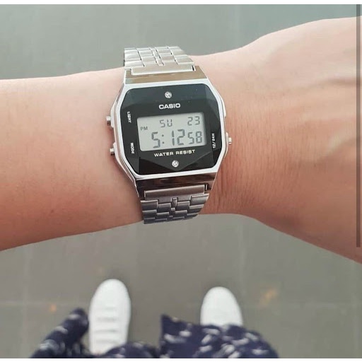 Đồng Hồ Casio Nam A159 Dây Kim Loại Mạ Bạc - Đính Đá Kim Cương - Made In Japan | BigBuy360 - bigbuy360.vn