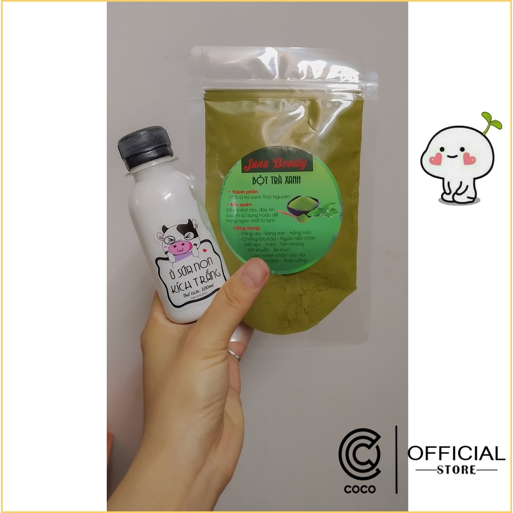 [RẺ VÔ ĐỊCH]Combo Ủ Sữa Non Kích Trắng&Bột Trà Xanh Face Và Body Cô Đặc 100ML Handmade