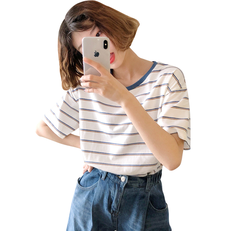 Áo Thun Nữ Tay Ngắn Kẻ Sọc Thời Trang