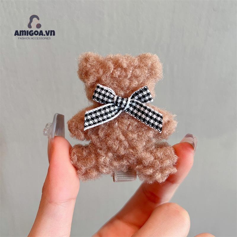✨✨Kẹp Tóc Đính Nơ Gấu Bông Dễ Thương Phong Cách Hàn Quốc Cho Nữ