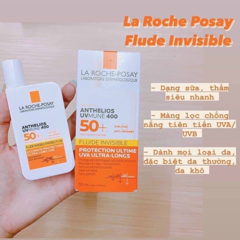 Kem chống nắng La Roche Posay Anthelios Invisible Fluid SPF 50+ 50ml (Thỏi)