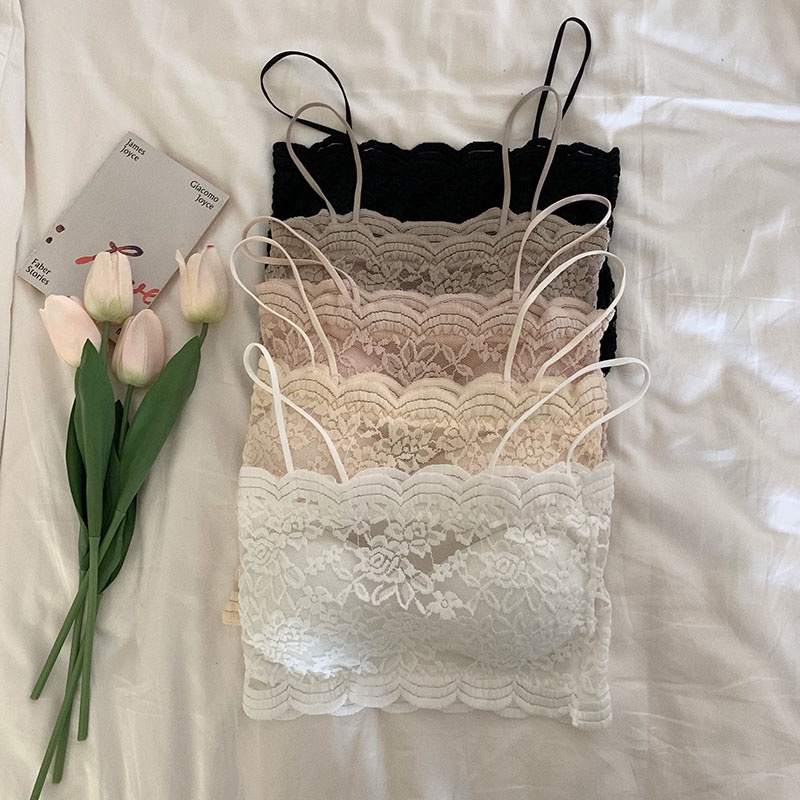 Áo kiểu croptop XIAOZHAINV hai dây phối ren 5 màu sắc tùy chọn quyến rũ cho nữ