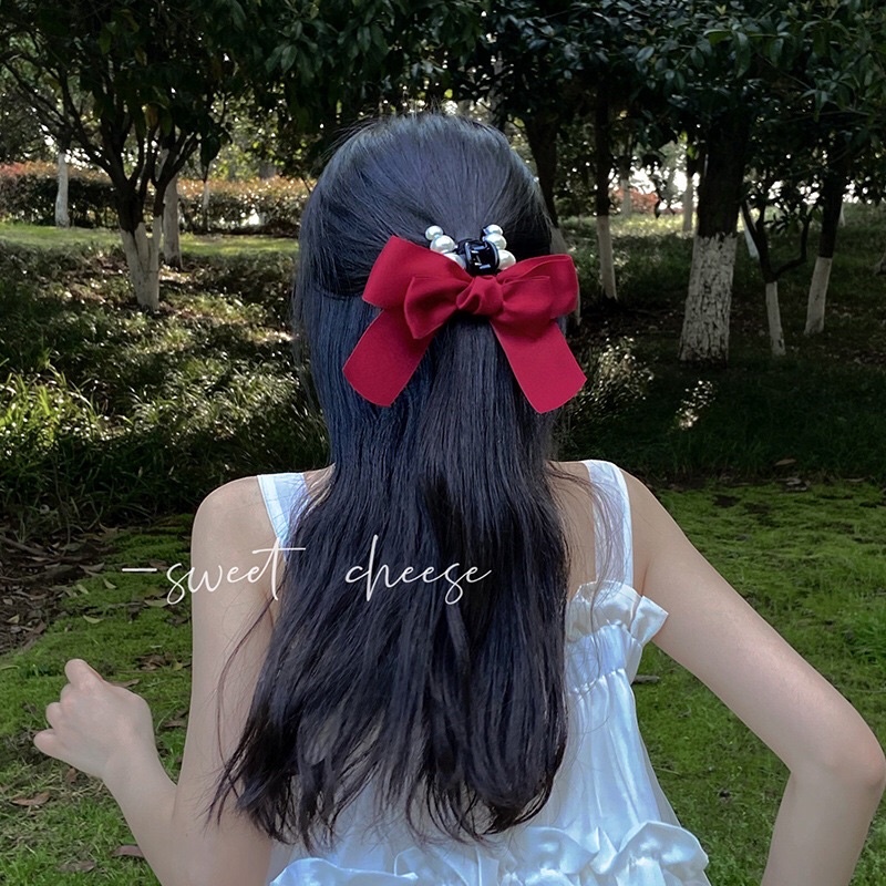 ❣️❣️ Kẹp Tóc Nơ Đầu Tiểu Thư Bản To, Phụ Kiện Tóc Màu Trắng, Đen, Đỏ