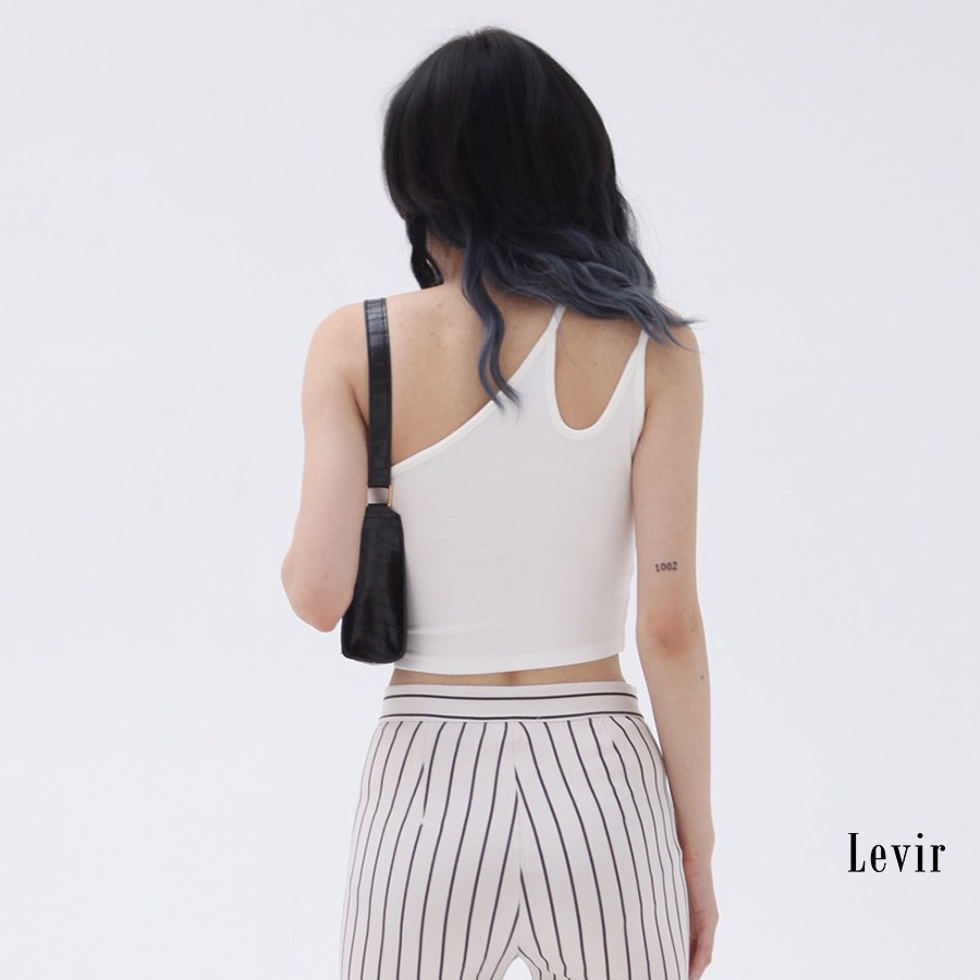 Áo croptop nữ 2 dây kiểu ôm thun body lệch vai LILLA TOP LEVIR