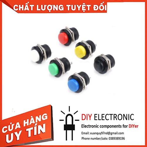 Nút nhấn đề 16mm-5A-250V (không giữ trạng thái, đủ màu)