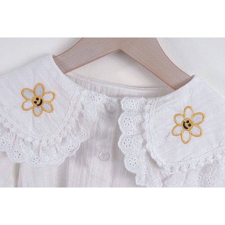 Set quần áo bé gái thêu hoa dễ thương