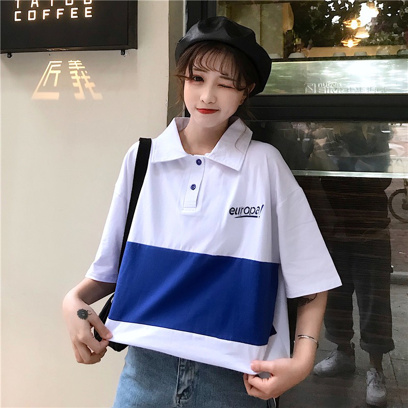 Áo polo tay lỡ unisex NEWROPA phong cách ulzzang Hàn Quốc Hồng Kông - PL02