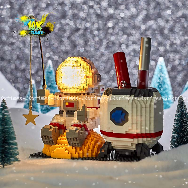 mô hình lắp rắp 3d có đèn led ống đựng bút phi hành gia 1500 mảnh tặng sinh nhật bạn trai bạn gái trẻ em decor 10xtimes